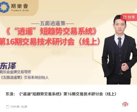 期乐会东泽《“逍遥”短趋势交易系统》第16期交易技术研讨会（线上）